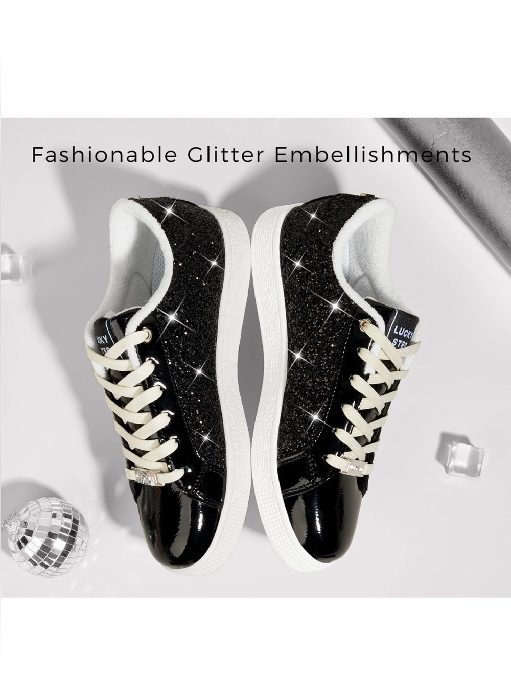 LUCKY STEP Women's Fashion Star Sneaker Low Top Comfortable Cushioned Shoes
